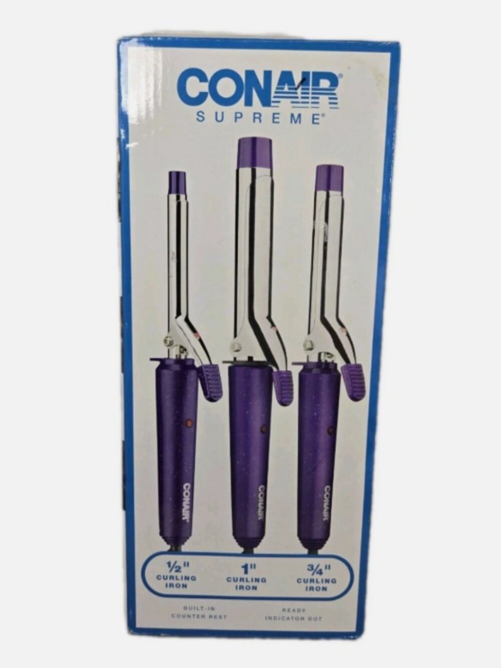 NOB Conair Supreme 3 Pc Curling Iron Set Purple Hair Tools 1, 1/2, 3/4 in Pack